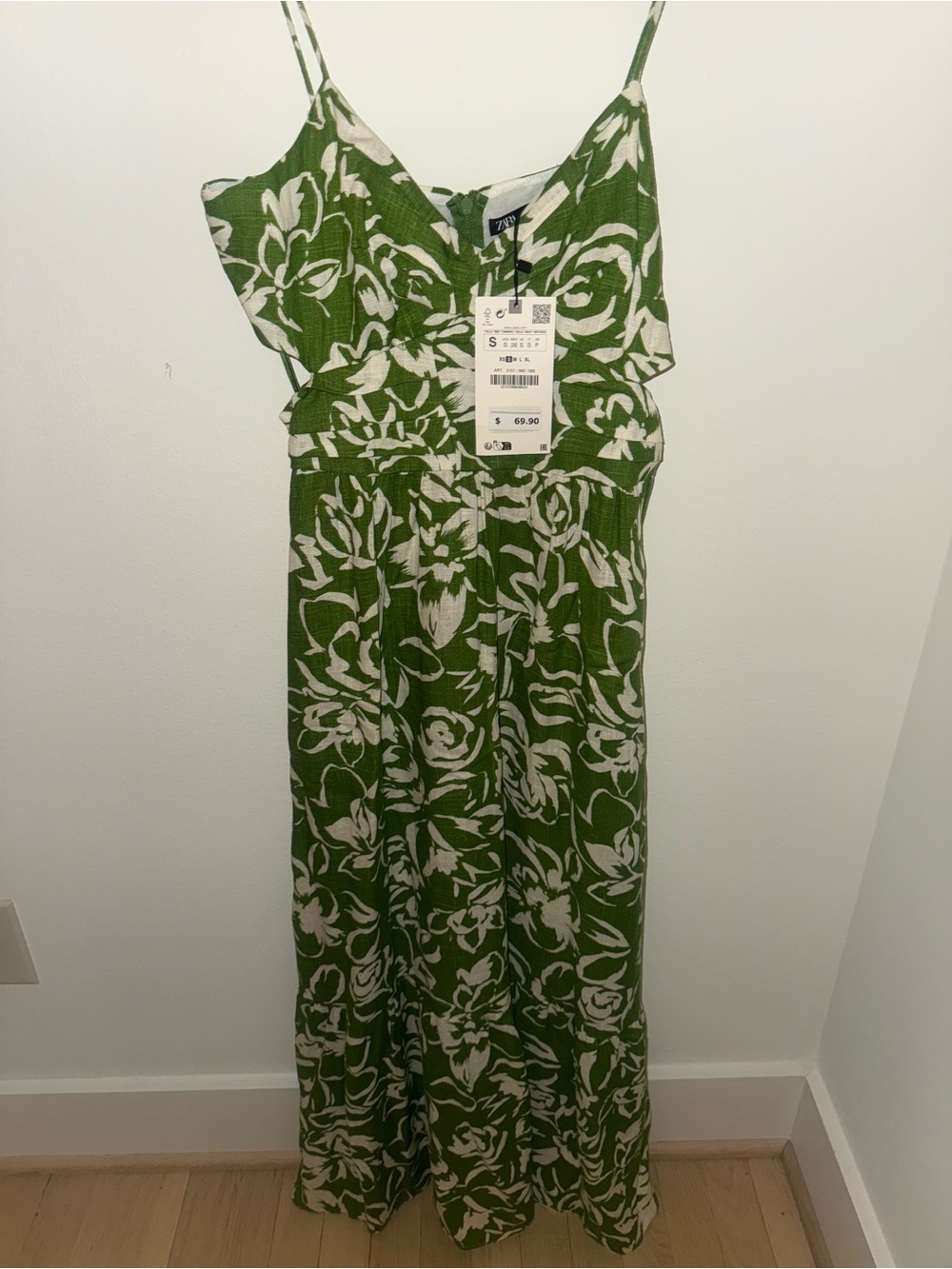 Zara Cut-Out Floral Printed Midi Dress NWT Size S - Picture 4 of 5